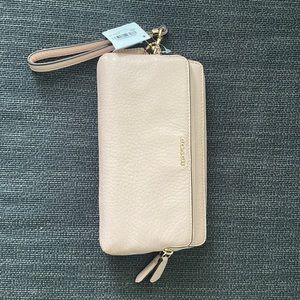 Coach Double Zip Pebbled Leather Wallet